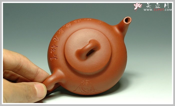 紫砂壶图片：红泥扁樱 - 美壶网