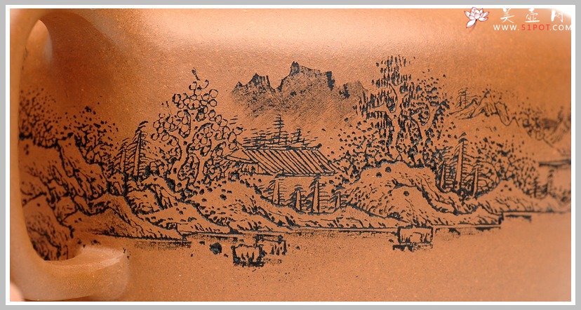 紫砂壶图片：通转山水全手段井栏 - 美壶网