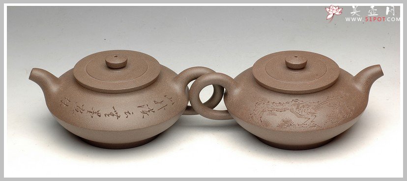 紫砂壶图片：和石双刀刻绘 合璧 - 美壶网