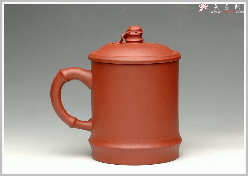 紫砂壶图片：圆竹杯 竹叶贴的自然 - 美壶网