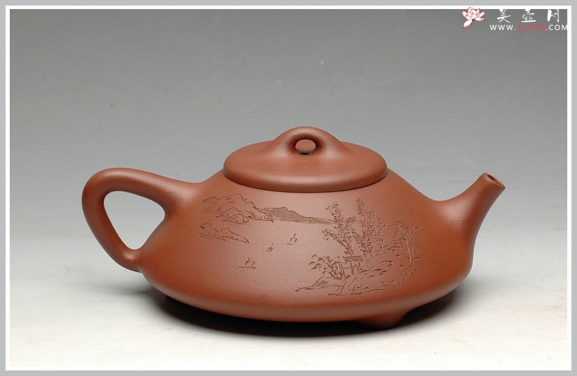 紫砂壶图片：流行派  可爱又不失瓢骨 扁石瓢 - 美壶网