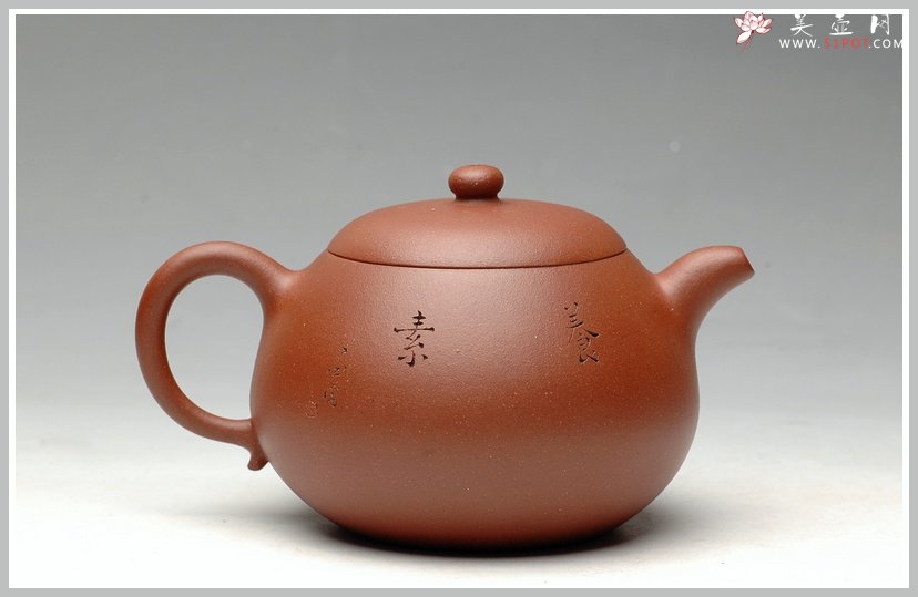 紫砂壶图片：清新雅致 墨陶装饰   全手西施 实力尹君峰经典作品 - 美壶网