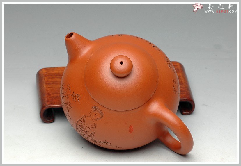 紫砂壶图片：有美共赏 琴韵书声 全手拙.意文旦 张听钢老师精品仕女 - 美壶网