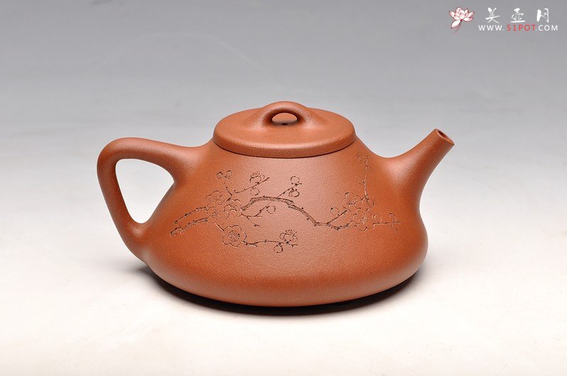 紫砂壶图片：顾瓢 国助和石刻绘梅兰竹菊一套 全手摹古精品子冶石瓢 - 美壶网