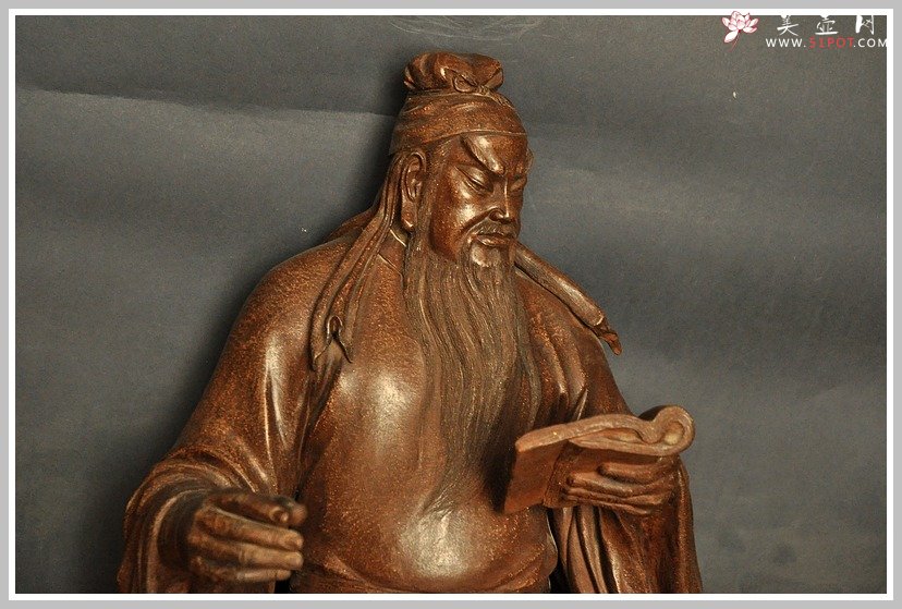 紫砂壶图片：孤品 精品 文关公 仁和贵气 满腹经纶 文武财神 - 美壶网