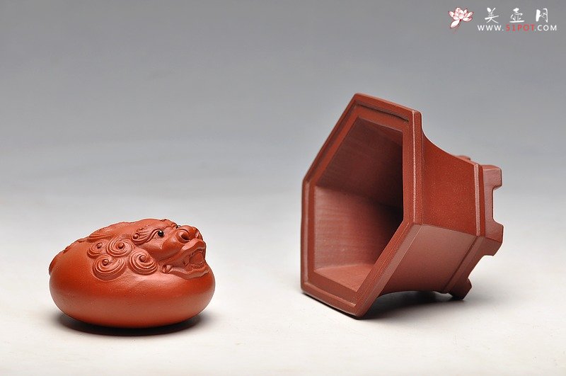 紫砂壶图片：全手镶片 六方葵式 微型花盆 案头赏玩 雅致 - 美壶网