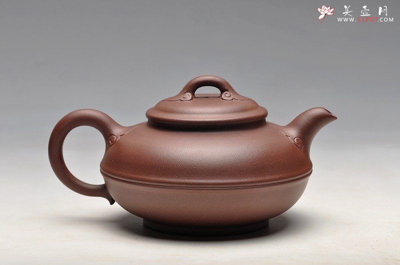 紫砂壶图片：手工如意纹 老拼紫 如意线圆 实用精品 - 美壶网