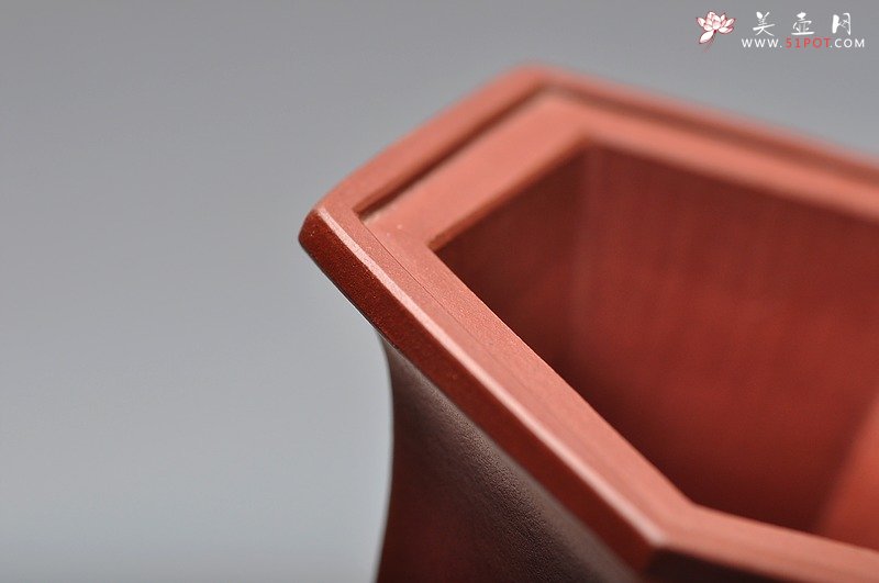 紫砂壶图片：全手镶片 六方葵式 微型花盆 案头赏玩 雅致 - 美壶网