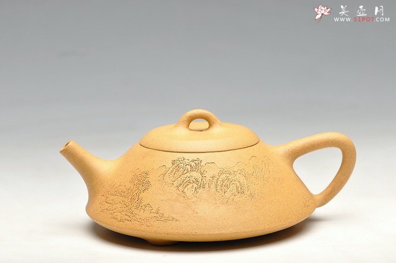 紫砂壶图片：漂亮的黄金段 精工之作 隽雅刚劲 景舟小石瓢 - 美壶网