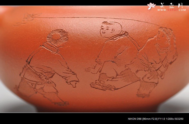 紫砂壶图片： 工笔风格 小红泥 柿圆 实用精品 绿茶 铁观音 - 美壶网