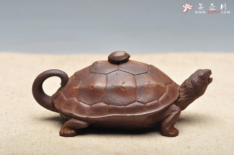 紫砂壶图片：全手工仿生雕塑 孙金立 寿龟  - 美壶网