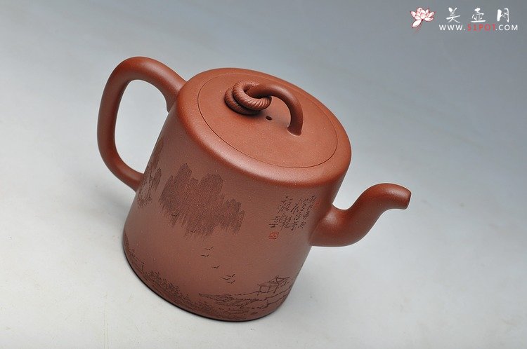 紫砂壶图片：进步之作 全手大双圈 实力作品 李彦雄通景山水装饰 - 美壶网