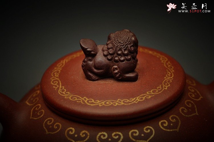 紫砂壶图片：真金装饰 自然优雅 送礼自用  如意狮韵 优质底槽青 - 美壶网