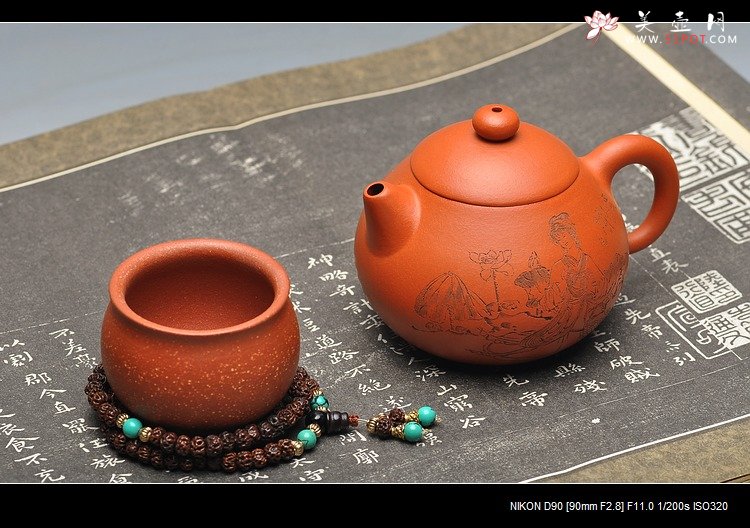 紫砂壶图片：娇艳小红泥 秀雅清丽 人物生动 文旦 - 美壶网