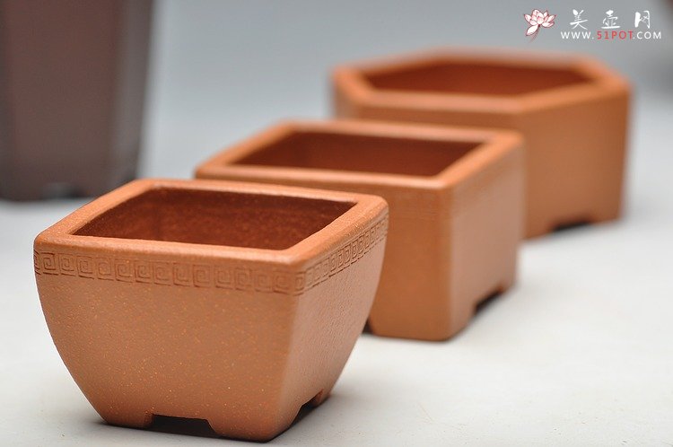 紫砂壶图片：6个微型花盆 玩玩盆景 玩玩砂料 玩玩全手镶片 - 美壶网