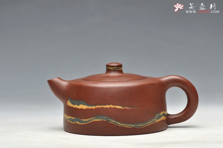 紫砂壶图片：敦厚可人 实用精品 小天际 优质老拼紫 双色绞泥 - 美壶网