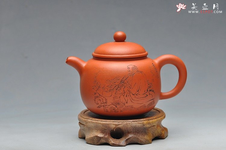 紫砂壶图片：经典实用器 细刻面壁图 匏尊 - 美壶网