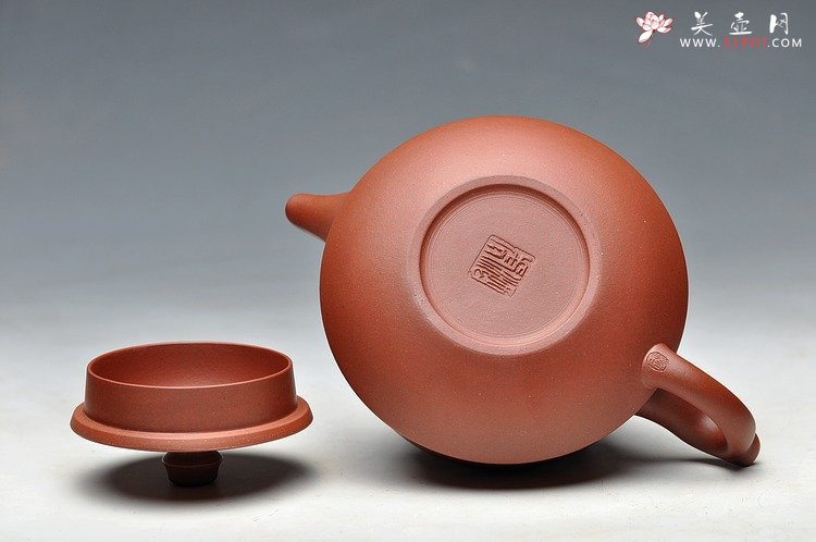 紫砂壶图片：口盖大 适合绿茶 优质青水泥 柱础 - 美壶网