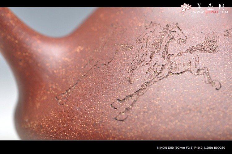 紫砂壶图片：八骏图 霸气舒展  全手子冶石瓢 - 美壶网