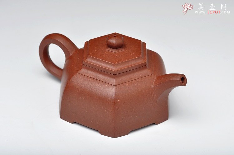 紫砂壶图片：古雅上流  许学军全手新品 顺六方 线条刚劲 - 美壶网