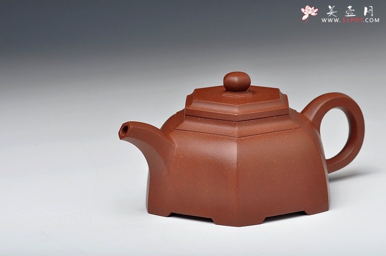 紫砂壶图片：古雅上流  许学军全手新品 顺六方 线条刚劲 - 美壶网