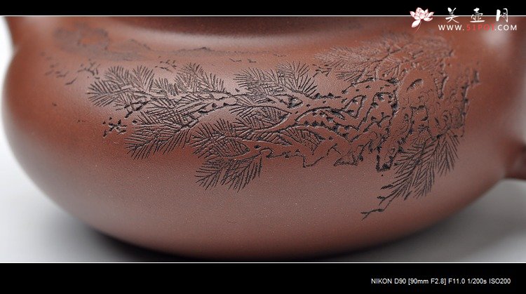 紫砂壶图片：刀工精美 工料皆爽 全手实用小仿古 江山万古清 - 美壶网