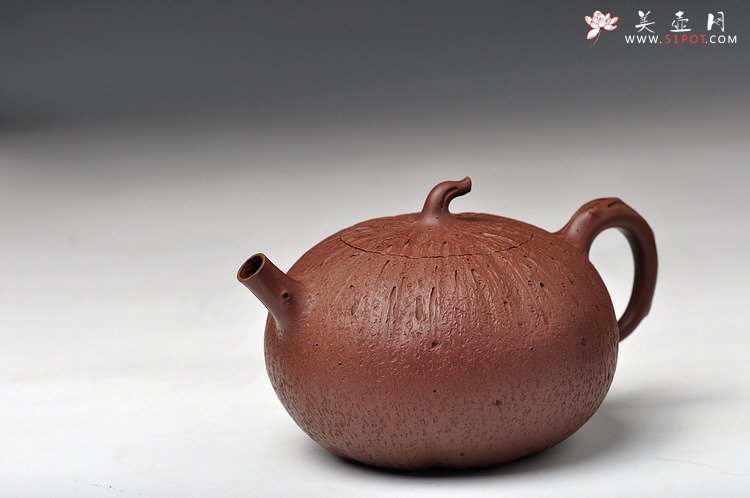 紫砂壶图片：蔡岩峰经典作品 古拙中透灵气 全手工大橘瓜  - 美壶网
