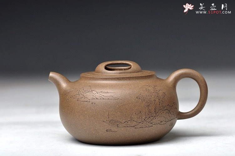 紫砂壶图片：国助和石精刻  玉成窑风格 全手归隐 更加耐品 - 美壶网