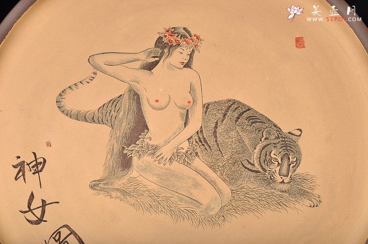 紫砂壶图片：神女图  直径40cm挂盘 - 美壶网