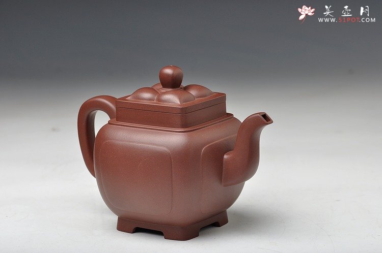 紫砂壶图片：精工大气 精品之作 全手工开光四方菱花 - 美壶网