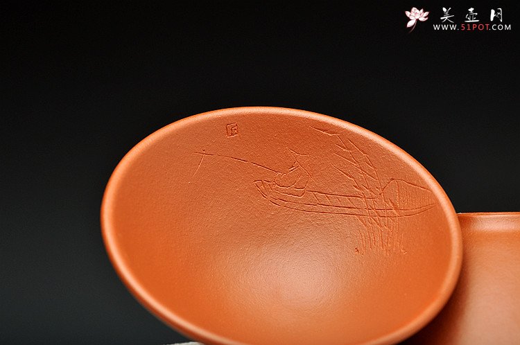 紫砂壶图片：难得原矿朱泥 斗笠杯 装饰趣味 - 美壶网