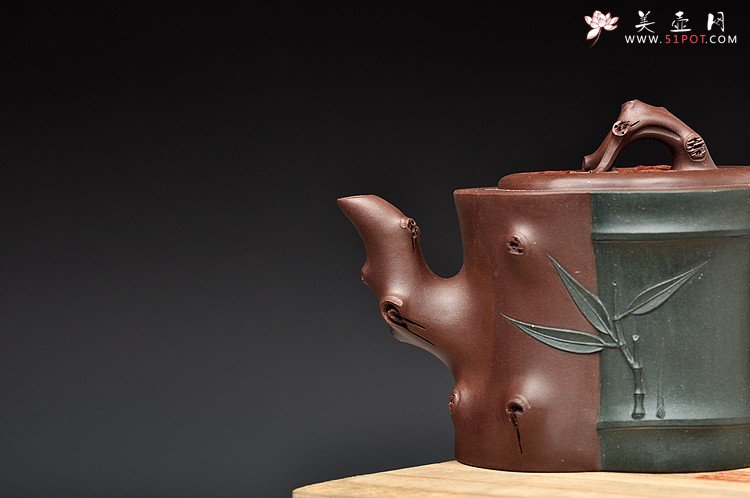 紫砂壶图片：崔巍健经典 三色枫竹情 风情之作o(∩_∩)o 韵味十足 - 美壶网