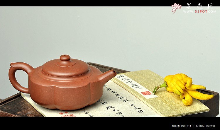 紫砂壶图片：苍劲刚遒 造型端庄大方 储俊伟精心之作 梅花周盘 5号井底槽青 - 美壶网