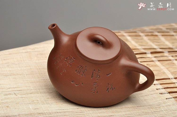 紫砂壶图片：张听刚装饰 文气十足 周路健经典代表作 全手子冶石瓢 - 美壶网