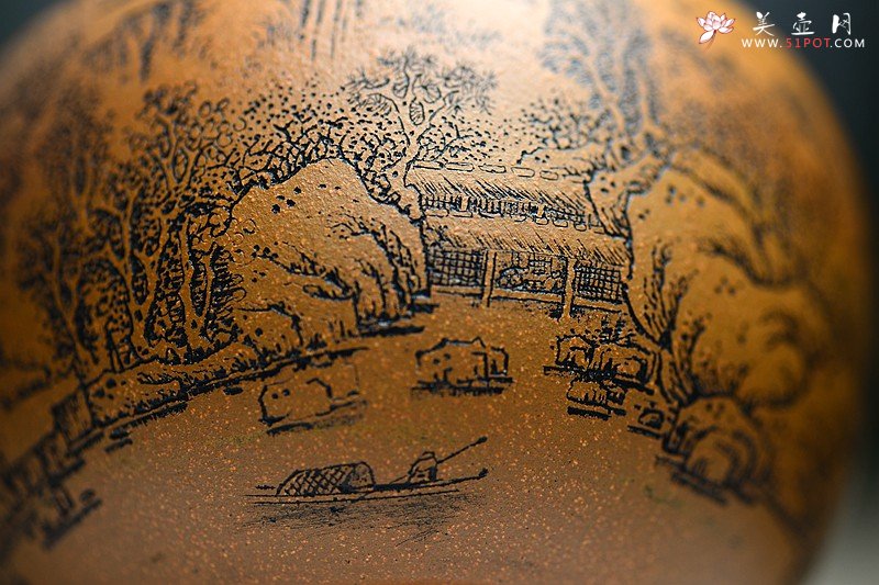 紫砂壶图片：精刻山水之钵 笔洗 把玩精品 有宋朝高远之气~ - 美壶网