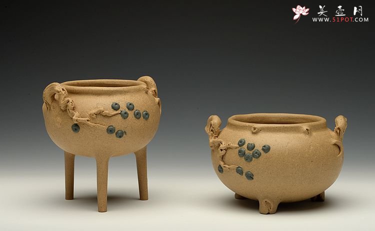 紫砂壶图片：全手松段香炉  文房雅玩 - 美壶网