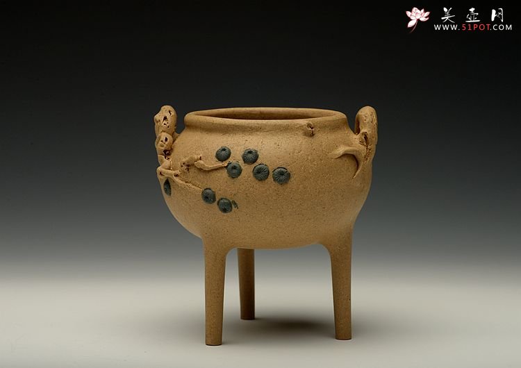 紫砂壶图片：全手松段香炉  文房雅玩 - 美壶网