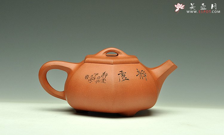 紫砂壶图片：线条流畅 挺拔有力  六方石瓢  实用佳品 - 美壶网