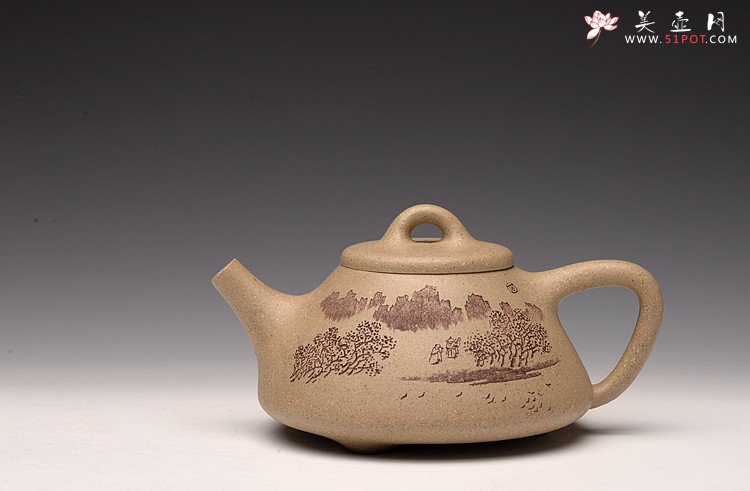 紫砂壶图片：全手文气五彩石瓢 - 美壶网