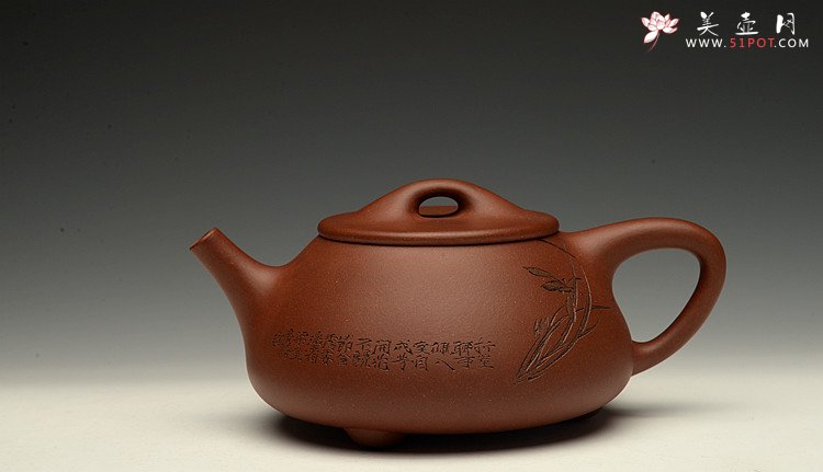 紫砂壶图片：优质青水泥 传统实用 文气装饰 中石瓢 - 美壶网