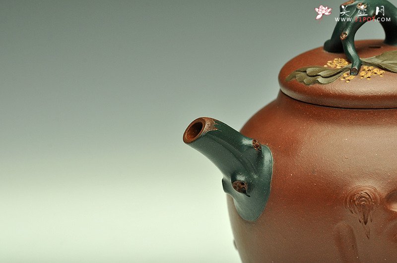 紫砂壶图片：三色装饰 贴塑精彩~ 桂花香二式 孙伟强张新亚合作 - 美壶网
