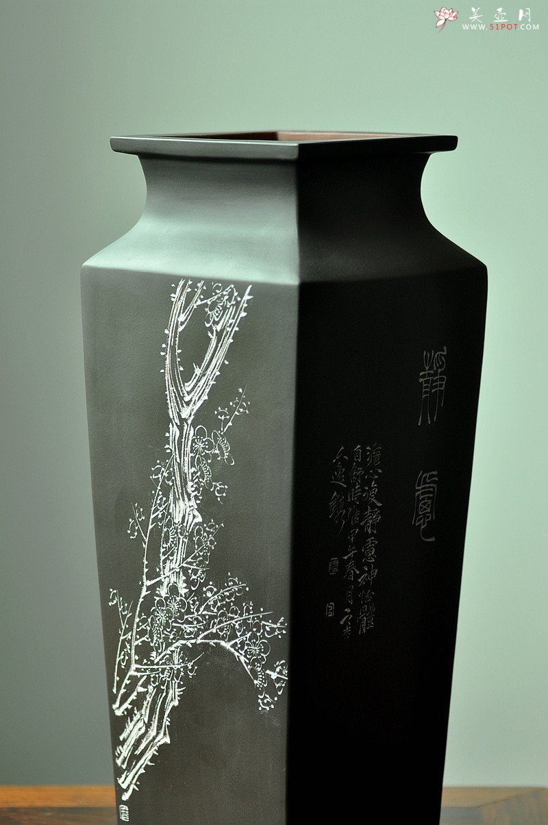 紫砂壶图片：陆逸舟近作 文房雅物~ 全手四方瓶 - 美壶网