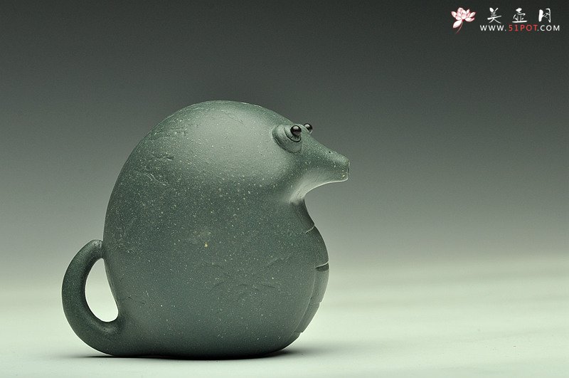 紫砂壶图片：全手茶宠 文房水注 可爱萌宠 绿泥灵蛇 - 美壶网