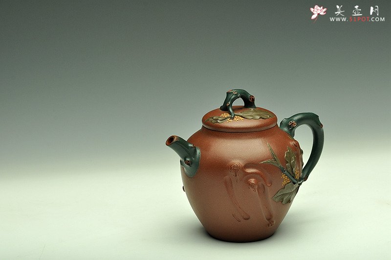 紫砂壶图片：三色装饰 贴塑精彩~ 桂花香二式 孙伟强张新亚合作 - 美壶网