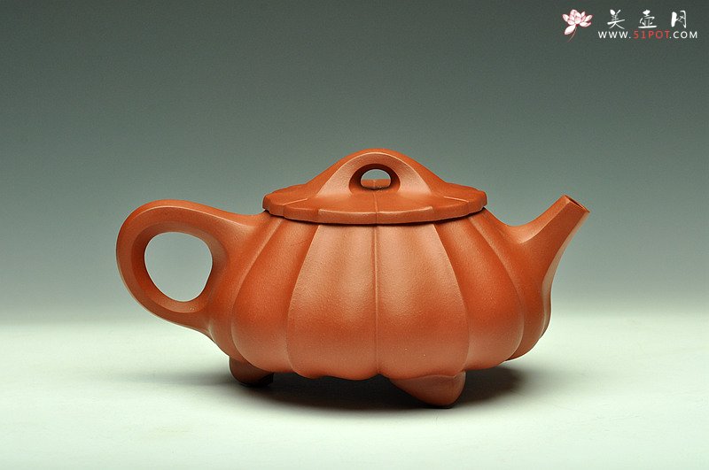 紫砂壶图片：纹理清晰 大品筋纹石瓢 - 美壶网