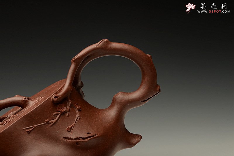 紫砂壶图片：单志萍双色作品 全手精品花器 喜上眉梢 立体梅花 - 美壶网