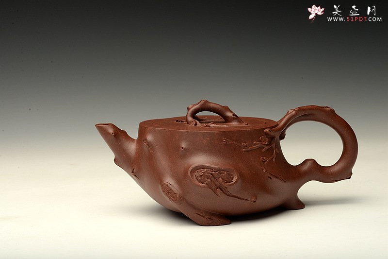 紫砂壶图片：单志萍双色作品 全手精品花器 喜上眉梢 立体梅花 - 美壶网