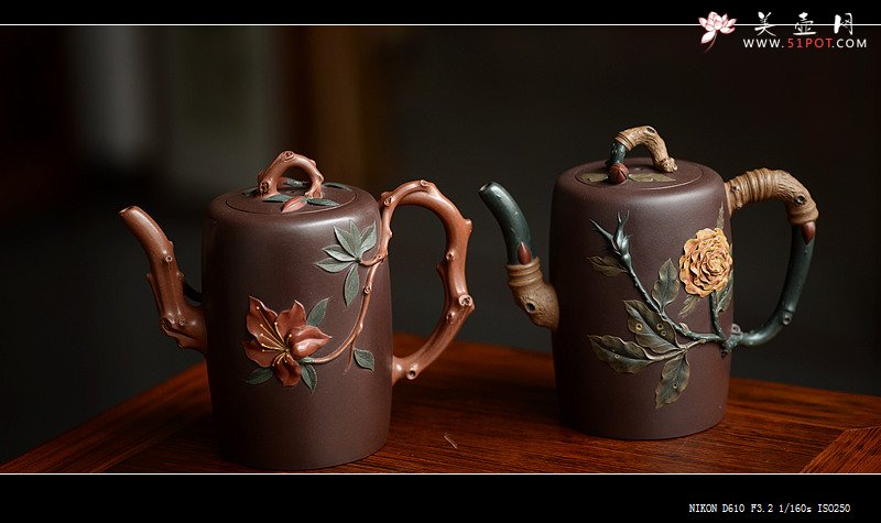 紫砂壶图片：那些花儿之月季和映山红~ 精品重器 - 美壶网