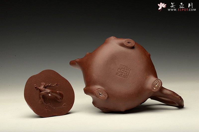 紫砂壶图片：单志萍双色作品 全手精品花器 喜上眉梢 立体梅花 - 美壶网