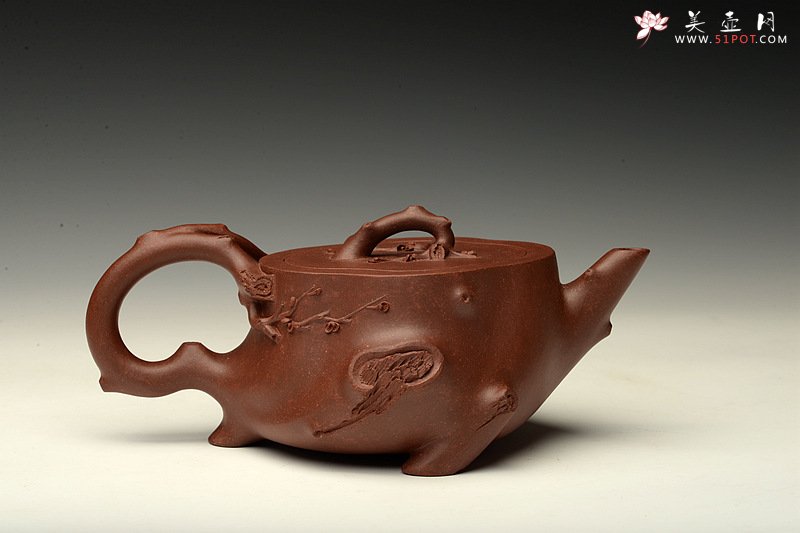 紫砂壶图片：单志萍双色作品 全手精品花器 喜上眉梢 立体梅花 - 美壶网